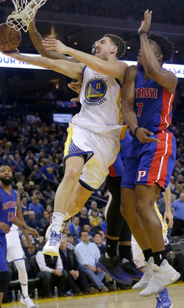 Thompson, Curry, Durant lead Warriors past Pistons 127-107 (Jan 12, 2017)